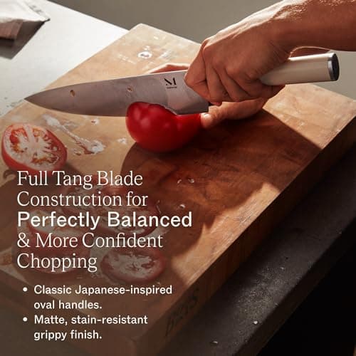 Material, Knife Trio, Carbon Stainless Steel Japanese Chef's Knife for Chopping and Cutting, Razor-Sharp Strong Blade, Cool Neutral, Material Kitchen