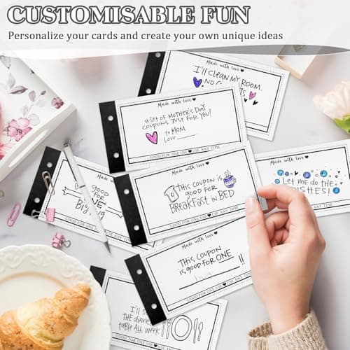 Personalized Coupon Book, 30 Blank Voucher Cards Booklet for All Occasions, Mothers Day Gifts for Mom, Unique Birthday Gifts for Boyfriend Wife Husband Girlfriend Best Friend