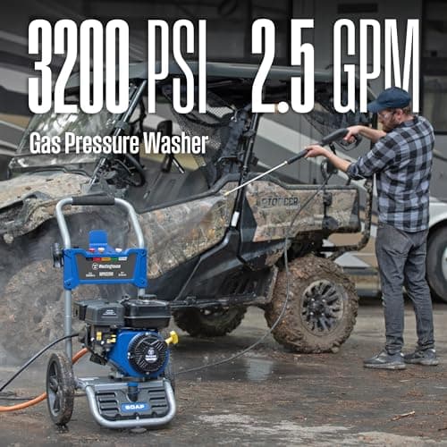 Westinghouse WPX3200 Gas Pressure Washer, 3200 PSI and 2.5 Max GPM, Onboard Soap Tank, Spray Gun and Wand, 5 Nozzle Set, for Cars/Fences/Driveways/Homes/Patios/Furniture