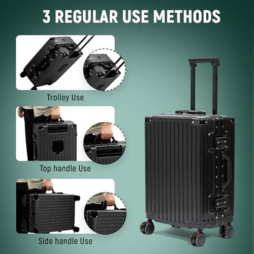20inch Carry On Luggage 22x14x9 Airline Approved, Zipperless Luggage Carry On TSA Approved ABS+PC Hard Shell Suitcases, Lightweight Carry On Suitcases with Aluminum Frame, Black