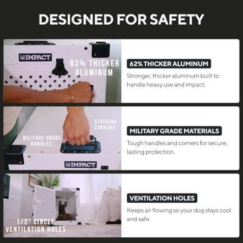 Impact Indestructible High Anxiety Dog Crate for Large Dogs - Heavy Duty Escape Proof Indoor Dog Kennel with Powder-Coated Aluminum - Ideal for Escape Artists (White, 40" (40.5" L x 23" W x 29" H)