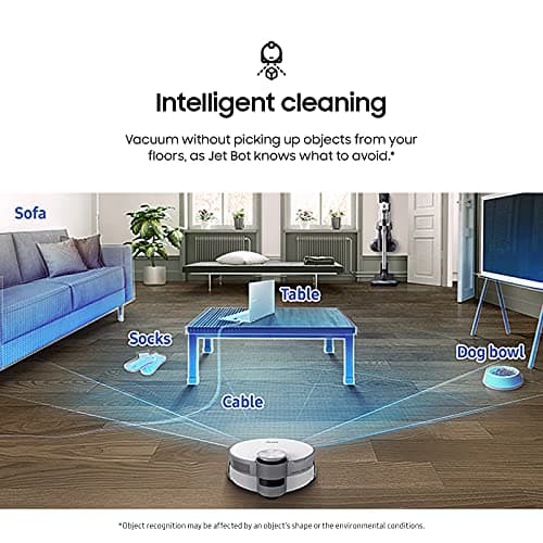 SAMSUNG Jet Bot AI+ Robot Vacuum Cleaner w/ Object Recognition, Intelligent Cleaning, Clean Station, 5-Layer Filter, Touchless Dust Removal for Hardwood Floors, Carpets, VR50T95735W, White