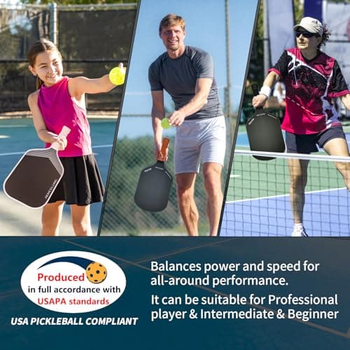 Pickleball Paddles Pickleball Rackets T700 Carbon Fiber Surface Pickle Ball Training Paddle for Beginners to Advanced Players USAPA Compliant 16mm Core Portable Bag