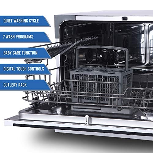Farberware Portable Countertop Dishwasher - 7-Program System for Home, RV, and Apartment - Wash Dishes, Glass, and Baby Products - Hookup Required