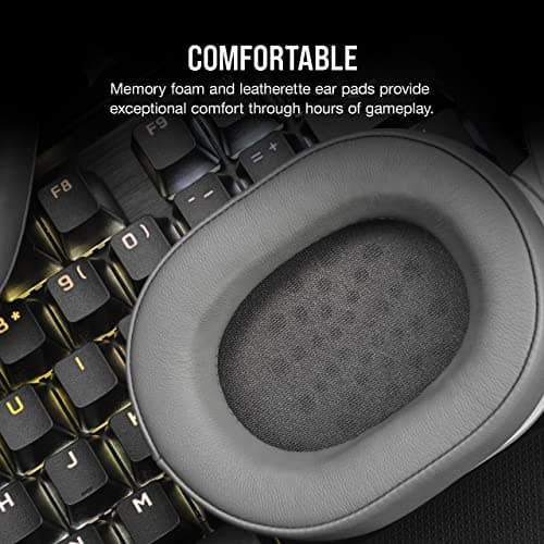 Corsair HS55 Stereo Gaming Headset (Leatherette Memory Foam Ear Pads, Lightweight, Omni-Directional Microphone, PC, Mac, PS5/PS4, Xbox Series X | S, Nintendo Switch, Mobile Compatibility) White
