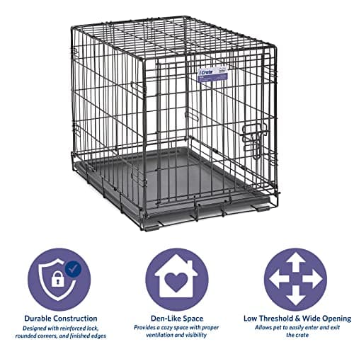 MidWest Homes for Pets Newly Enhanced Single & Double Door iCrate Dog Crate, Includes Leak-Proof Pan, Floor Protecting Feet, Divider Panel & New Patented Features