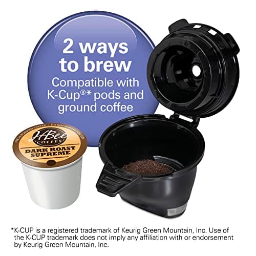 Hamilton Beach 49918 FlexBrew Single-Serve Coffee Maker Compatible with Pod Packs and Grounds, 14 oz, Black, Stainless - Fast Brew