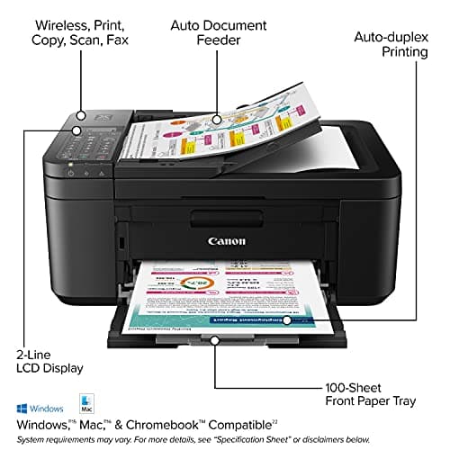 Canon PIXMA TR4720 All-in-One Wireless Printer Home use, with Auto Document Feeder, Mobile Printing and Built-in Fax, Black PG-275 Black Ink Tank, CL-276 Color Ink Cartridge