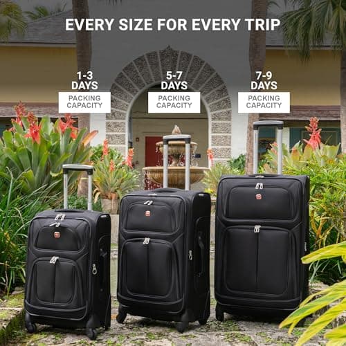 SwissGear Sion Softside Expandable Luggage, Black, Carry-On 21-Inch