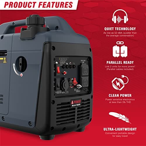A-iPower 1500 Watt Portable Quiet Inverter Generator Gas Powered, Small Ultra Lightweight Quiet Generator for Camping, Tailgating, Home Backup, Emergency, EPA & CARB Compliant, CO Sensor (SUA1500i)