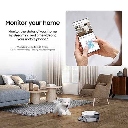 SAMSUNG Jet Bot AI+ Robot Vacuum Cleaner w/ Object Recognition, Intelligent Cleaning, Clean Station, 5-Layer Filter, Touchless Dust Removal for Hardwood Floors, Carpets, VR50T95735W, White