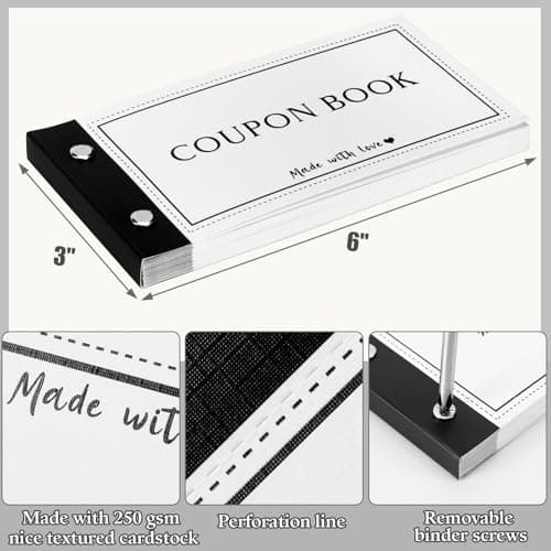 Personalized Coupon Book, 30 Blank Voucher Cards Booklet for All Occasions, Mothers Day Gifts for Mom, Unique Birthday Gifts for Boyfriend Wife Husband Girlfriend Best Friend