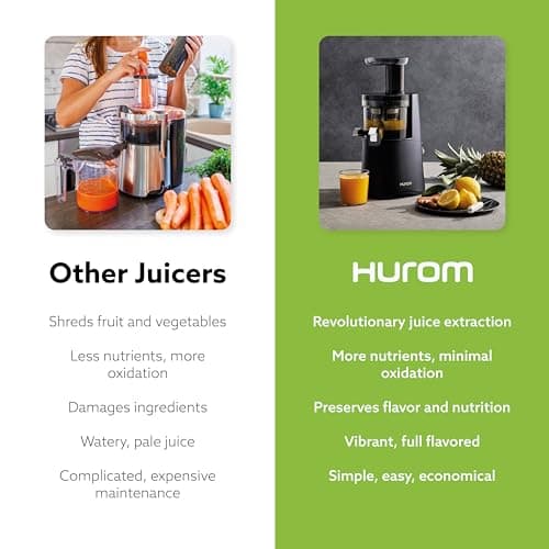 Hurom H-AA Cold Press Juicer Machine, Easy to Clean Masticating Slow Juicer, Coarse Strainer, Adjustable Lever, Minimal Juice Pulp, High Nutrient Extraction (Black)