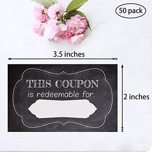 50 Coupon Cards, Coupons for Mom, Wife, Husband, Business, Business Blank Coupons Gift Certificates Vouchers.
