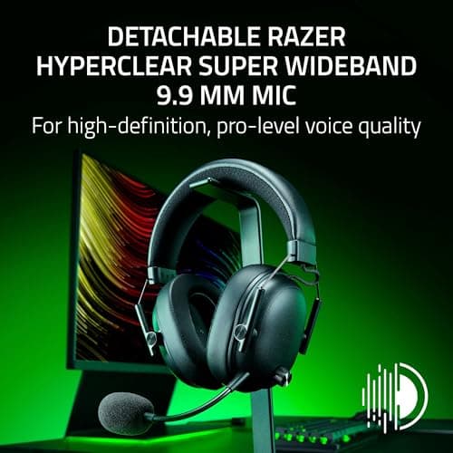 Razer BlackShark V3 Wireless Gaming Headset for PC: 50mm Drivers - Super Wideband Mic - 2.4 GHz, Bluetooth, USB - Works with Mac, PS5, Nintendo Switch, Smartphone - 70 Hr Battery - Black