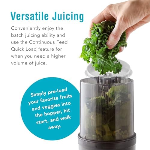 Shine Multi-Batch Compact Cold Press Juicer SMB-1, Hands-Free, Hopper Continuous Feed, Portable