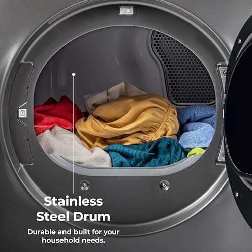 Kenmore 2682273 Front Load Electric Dryer with Steam, Wrinkle Guard, Energy Saver, Smart Sensor Drying System, 8.0 cu. ft. Total Capacity, Metallic Silver
