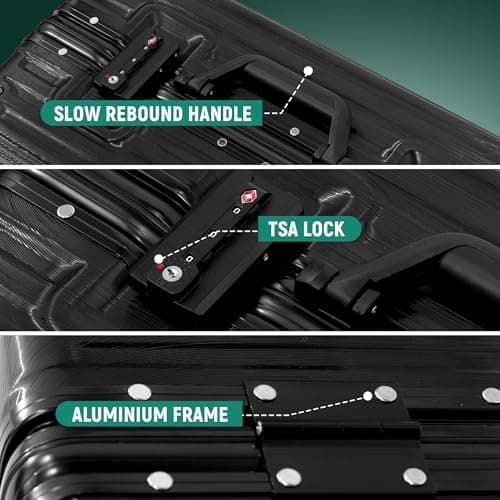 20inch Carry On Luggage 22x14x9 Airline Approved, Zipperless Luggage Carry On TSA Approved ABS+PC Hard Shell Suitcases, Lightweight Carry On Suitcases with Aluminum Frame, Black