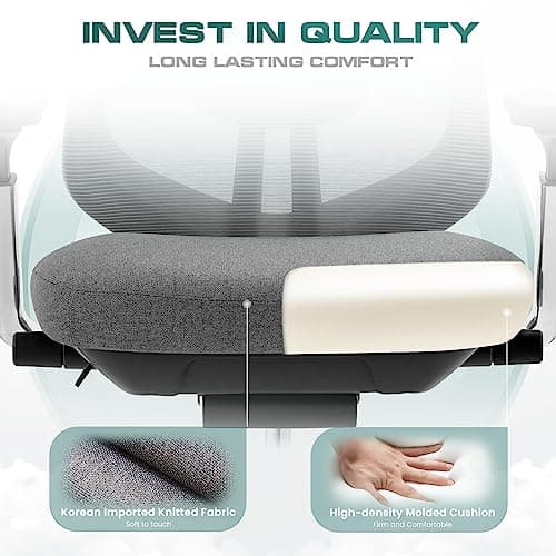 COLAMY Ergonomic Mesh Office Chair, High Back Office Chair, Computer Executive Desk Chair with Lumbar Support,Adjustable Headrest and 4D Arms, Slide Seat, Tilt Lock-Darkgrey New