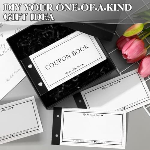 Personalized Coupon Book, 30 Blank Voucher Cards Booklet for All Occasions, Mothers Day Gifts for Mom, Unique Birthday Gifts for Boyfriend Wife Husband Girlfriend Best Friend