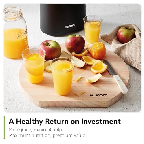Hurom H-AA Cold Press Juicer Machine, Easy to Clean Masticating Slow Juicer, Coarse Strainer, Adjustable Lever, Minimal Juice Pulp, High Nutrient Extraction (Black)