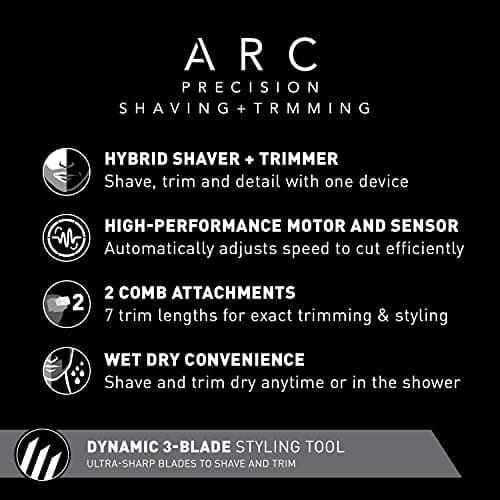 Panasonic Hybrid Wet Dry Shaver, Trimmer & Detailer with Two Adjustable Trim Attachments, Pop-up Precision Detail Trimmer & Shave Sensor Technology, Cordless Razor for Men, ES-LL41-K, Black