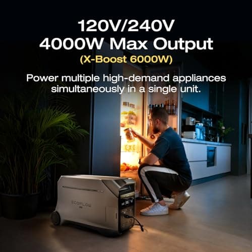 EF ECOFLOW DELTA Pro 3 Portable Power Station, 4096Wh LFP Battery, Expandable to 48kWh, 120/240V 4000W AC Output, Solar Generator for Home Use, Camping Accessories, Emergencies, Power Outages, RVs