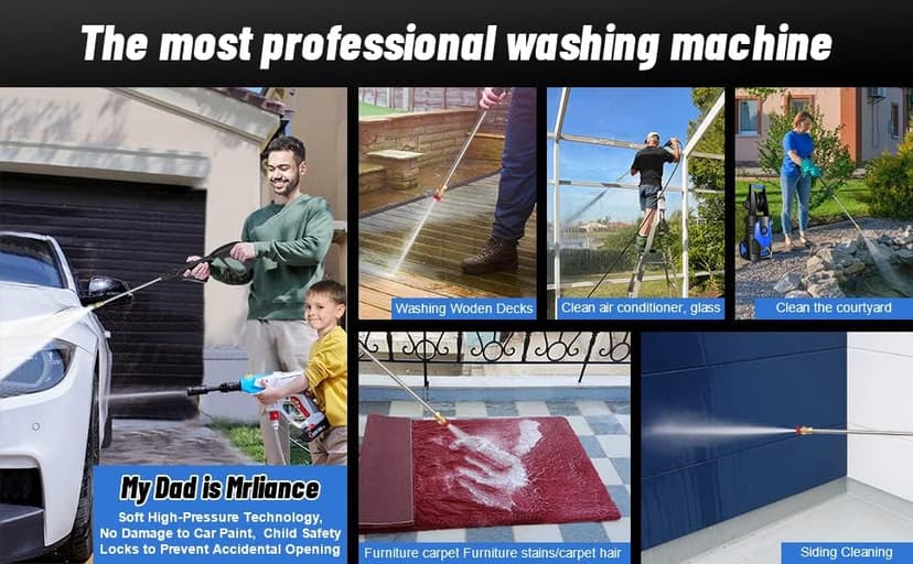 Suyncll Pressure Washer, 2.1GPM Electric Power Washer,2000W High Pressure Washer, Professional Washer Cleaner, with Soap Bottle and Hose Reel, Best for Cleaning Cars,Driveways,Patios