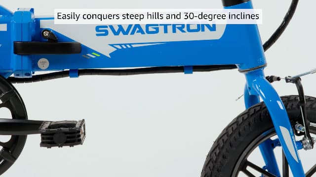Swagtron Swagcycle EB-5 Plus Folding Electric Bike with Pedals and Removable Battery