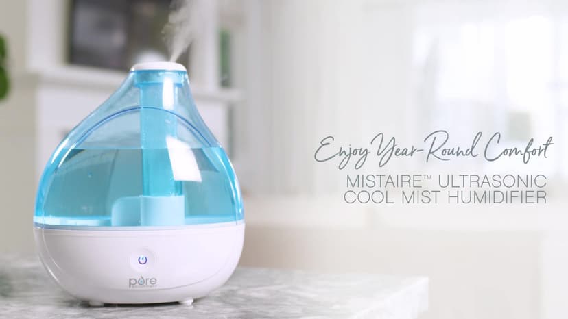 Pure Enrichment MistAire Ultrasonic Cool Mist Humidifier - Quiet Air Humidifier for Bedroom, Nursery, Office, & Indoor Plants - Lasts Up To 25 Hours