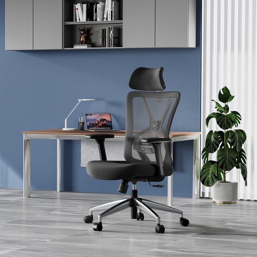 Ticova Ergonomic Office Chair - High Back Desk Chair with Adjustable Lumbar Support, Headrest & 3D Armrest - 130°Rocking Mesh Computer Chair