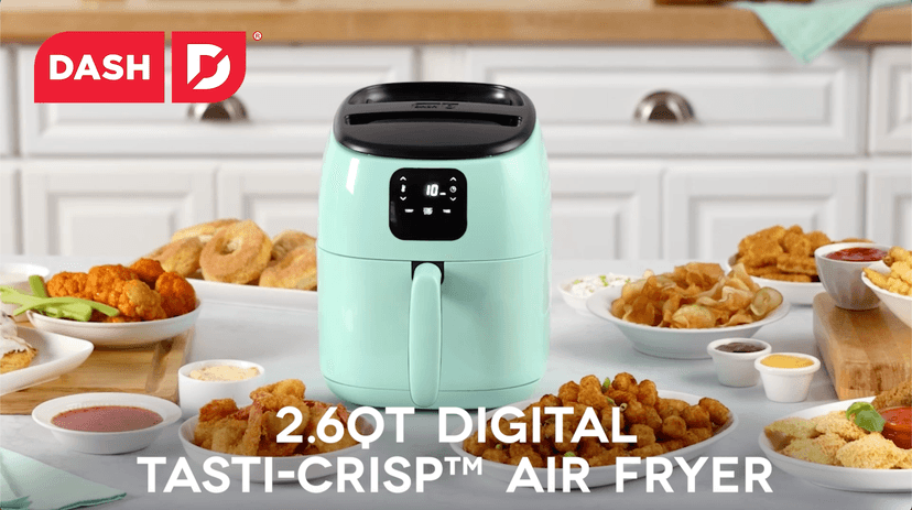 DASH Tasti-Crisp™ Electric Air Fryer Oven, 2.6 Qt., Black – Compact Air Fryer for Healthier Food in Minutes, Ideal for Small Spaces - Auto Shut Off, Digital, 1000-Watt
