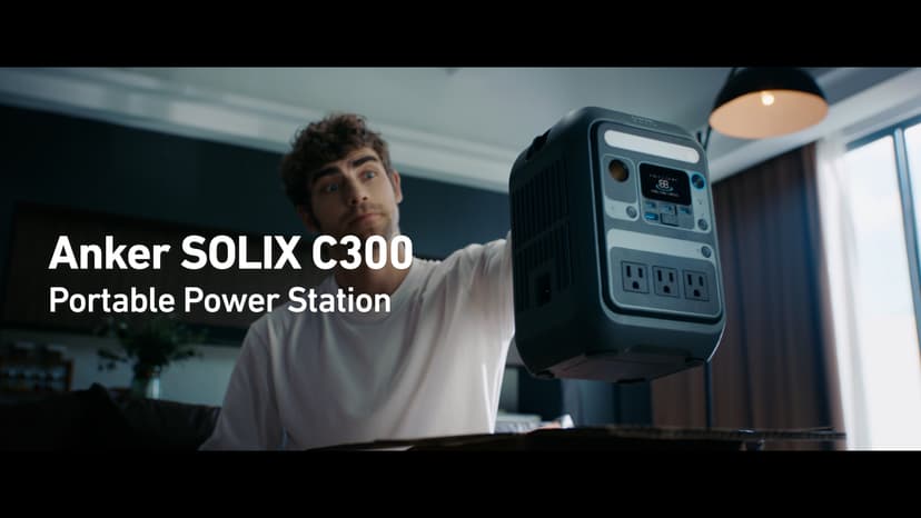 Anker Portable Power Station SOLIX C300, 288Wh LiFePO4 Battery, 300W (600W Surge) Solar Generator, 140W Two-Way Fast Charging, for Outdoor Camping, Traveling, and Emergencies (Solar Panel Optional)