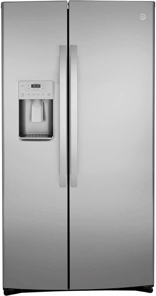 GE GSS25IYNFS 36" Side by Side Refrigerator with 25.14 cu. ft. Total Capacity Showcase LED Lighting and Hidden Hinge in Stainless Steel