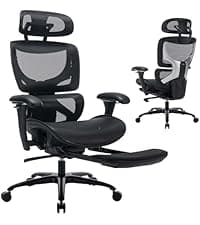 COLAMY Ergonomic Mesh Office Chair, High Back Office Chair, Computer Executive Desk Chair with Lumbar Support,Adjustable Headrest and 4D Arms, Slide Seat, Tilt Lock-Darkgrey New
