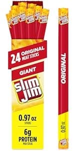 Slim Jim Smoked Meat Sticks, Original Flavor, 6g Protein Per Serving, Snack Size, Lunchbox Snack, 0.28 oz. (46 Count)