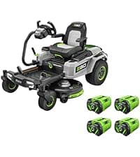 EGO Power+ Electric Riding Lawn Mower, 42" Deck with Zero Turn Radius, Includes (4) 56V 12.0Ah Batteries and Charger - ZT4205S