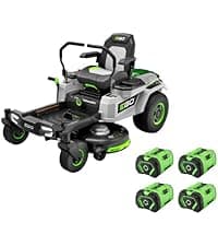 EGO Power+ Electric Riding Lawn Mower, 42" Deck with Zero Turn Radius, Includes (4) 56V 12.0Ah Batteries and Charger - ZT4205S