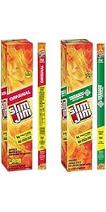Slim Jim Smoked Meat Sticks, Original Flavor, 6g Protein Per Serving, Snack Size, Lunchbox Snack, 0.28 oz. (46 Count)