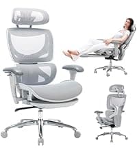 COLAMY Ergonomic Mesh Office Chair, High Back Office Chair, Computer Executive Desk Chair with Lumbar Support,Adjustable Headrest and 4D Arms, Slide Seat, Tilt Lock-Darkgrey New