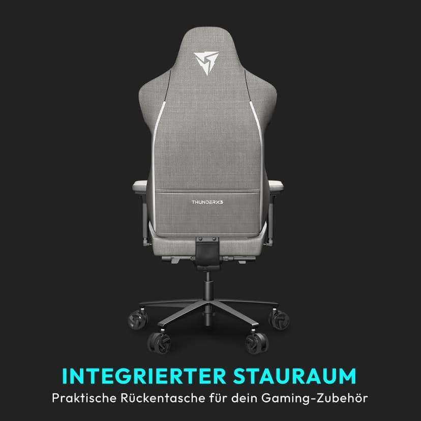 CORE Gaming Chair, for Adults Ergonomic Office Chair, High Back Desk Chair, Synchronous Tilt, Forward Tilt, 360° Self-adjusting Lumbar Support, Multipurpose Footrest, Fabric, Loft Light Grey