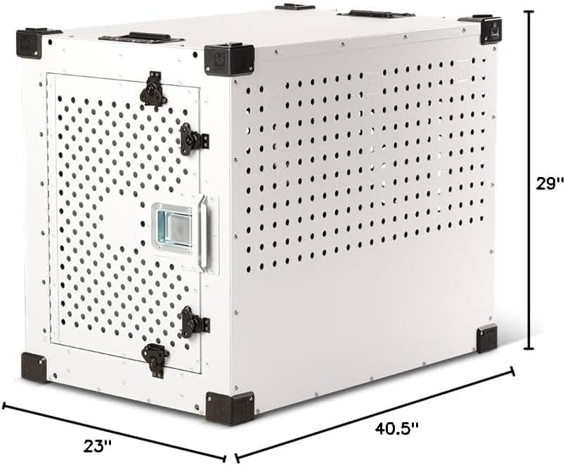 Impact Indestructible High Anxiety Dog Crate for Large Dogs - Heavy Duty Escape Proof Indoor Dog Kennel with Powder-Coated Aluminum - Ideal for Escape Artists (White, 40" (40.5" L x 23" W x 29" H)