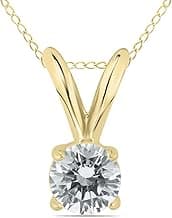Certified 1/7ctw - 1ctw Round Diamond Solitaire pendnat Available in 14K White and Yellow Gold