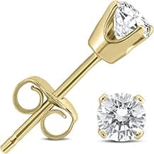 1/3 Carat TW Round Diamond Solitaire Stud Earrings in 14K Yellow Gold