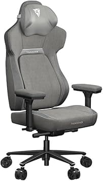 CORE Gaming Chair, for Adults Ergonomic Office Chair, High Back Desk Chair, Synchronous Tilt, Forward Tilt, 360° Self-adjusting Lumbar Support, Multipurpose Footrest, Fabric, Loft Light Grey