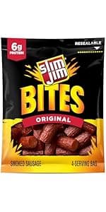 Slim Jim Smoked Meat Sticks, Original Flavor, 6g Protein Per Serving, Snack Size, Lunchbox Snack, 0.28 oz. (46 Count)