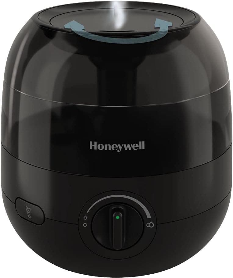 Honeywell HUL525BC Mini Mist™ Ultrasonic Cool Mist Humidifier, Black, with Essential Oil Tray, Variable Output Control, Auto Shut-off, Ultra Quiet Operation, Directional Mist Outlet, Cool Visible Mist
