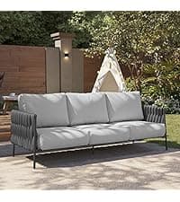 EAST OAK Life Chatter Outdoor Sofa, Outdoor Furniture 3 Seats with Waterproof Thick Cushions, Modern Patio Sofa Deep Seating for Outdoor Garden Porch Blackyard, Earth Black & Misty Grey