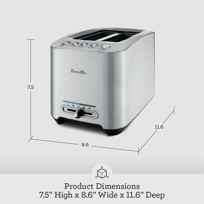 Breville BTA820XL Die-Cast Smart Toaster, 2 Slice, Brushed Stainless Steel