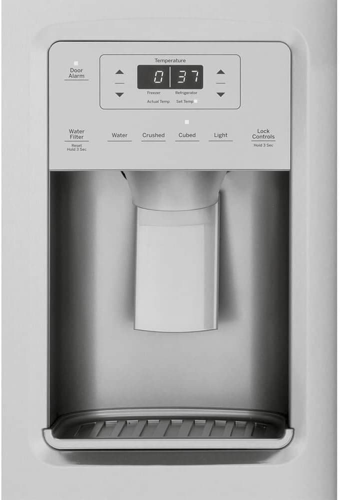 GE GSS25IYNFS 36" Side by Side Refrigerator with 25.14 cu. ft. Total Capacity Showcase LED Lighting and Hidden Hinge in Stainless Steel